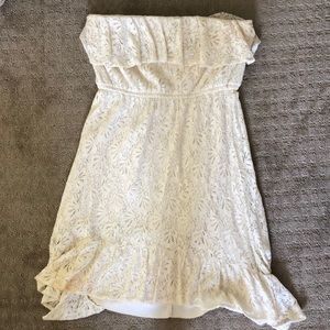 Strapless cream lace dress!